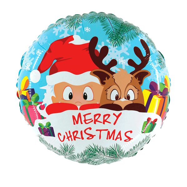 Merry Christmas Santa & Reindeer 21" Foil Balloon