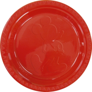 6 Red Mickey Mouse Silhouette Embossed 9" Plastic Plates