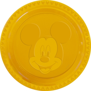 6 Yellow Mickey Mouse Embossed 9" Plastic Plates