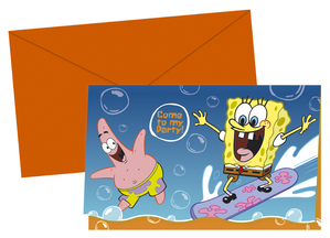 6 SpongeBob Surfing Invitations