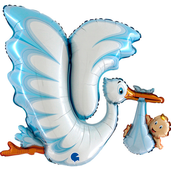 Blue Stork Baby Delivery 53" Large Foil Balloon