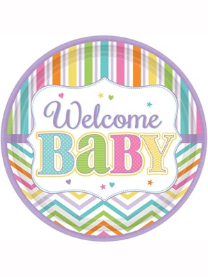Baby Brights Welcome Baby Paper Plates 18pk
