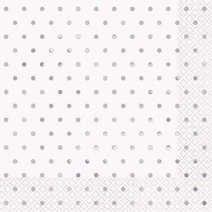 Elegant Silver Foil Dots Lunch Napkins 16pk
