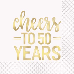 Cheers To 50 Years Foil Lunch Napkins 16pk