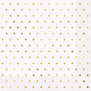 Elegant Gold Foil Dots Lunch Napkins 16pk