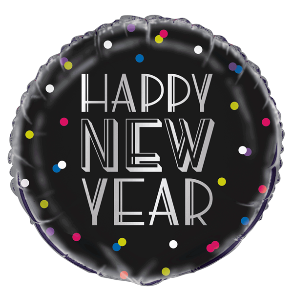 Happy New Year Neon Dots 18" Foil Balloon