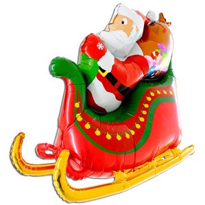Christmas 3D Santa's Sleigh 46" Foil Balloon