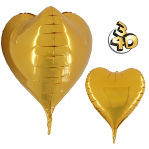 Gold 3D Heart 23" Foil Balloon