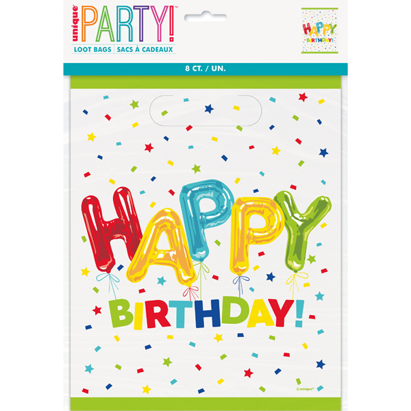 Happy Birthday Balloon Party Bags 8pk