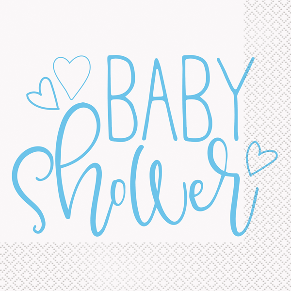 Baby Shower Blue & White Lunch Napkins 16pk