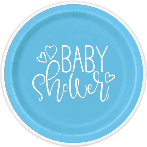 Blue Baby Shower 23cm Paper Plates 8pk