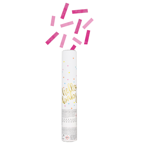 Hello Baby Pink Gender Reveal 30cm Confetti Cannon