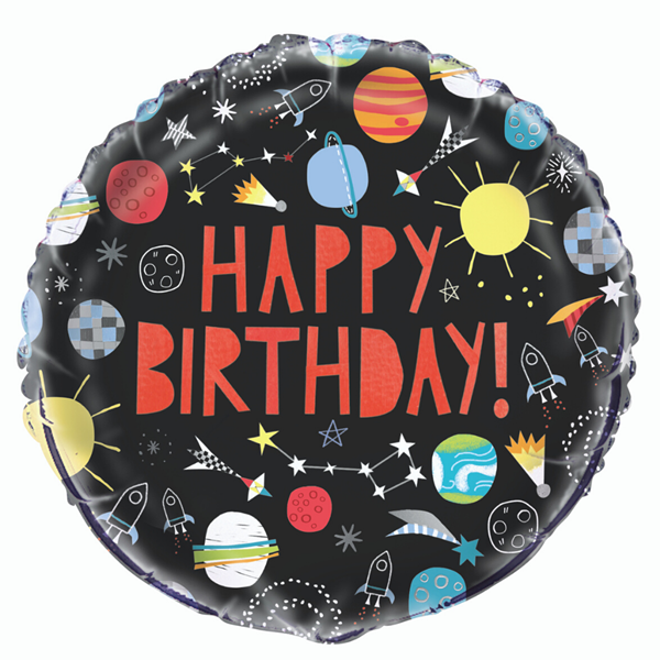 Happy Birthday Outer Space 18" Foil Balloon