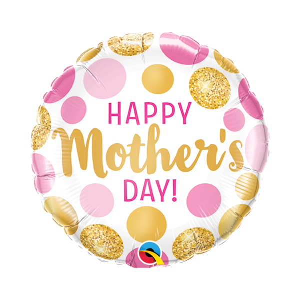 Happy Mother's Day Gold Dots 9" Air Fill Foil Balloon