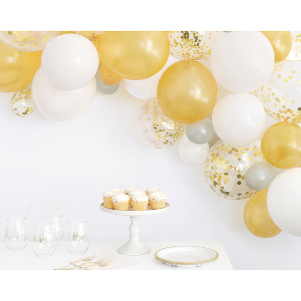 Gold, Silver & White Latex Balloon Arch Kit