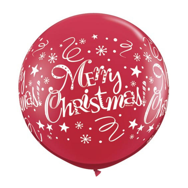 Qualatex 3ft Merry Christmas Ruby Red Latex Balloons 2pk