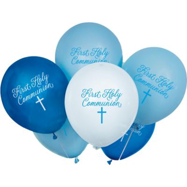 Blue First Holy Communion 12" Latex Balloons 8pk
