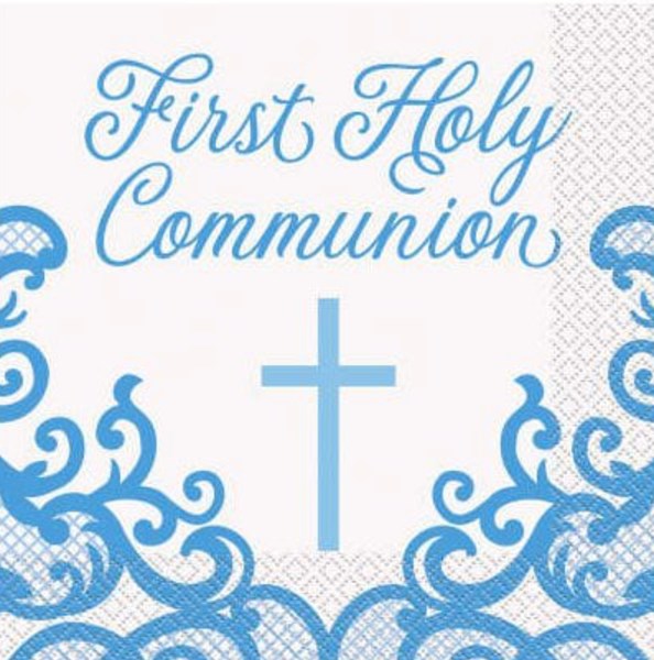 Blue First Holy Communion Luncheon Napkins 16pk