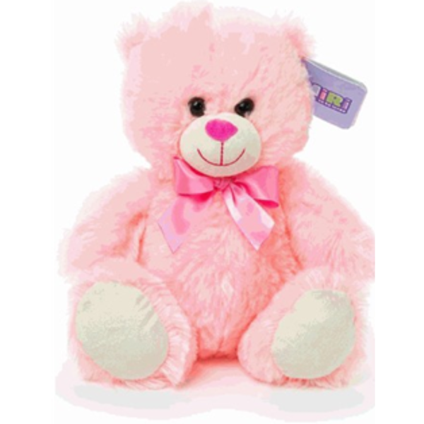 Pink Teddy Bear With Bow 25cm