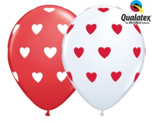 Qualatex 11" Assorted Big Hearts Latex Balloons 50pk