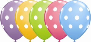 Assorted Colour Polka Dot 11" Latex Balloons 6pk