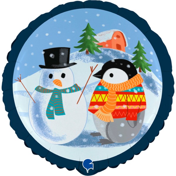 Christmas Snowman & Penguin 18" Foil Balloon
