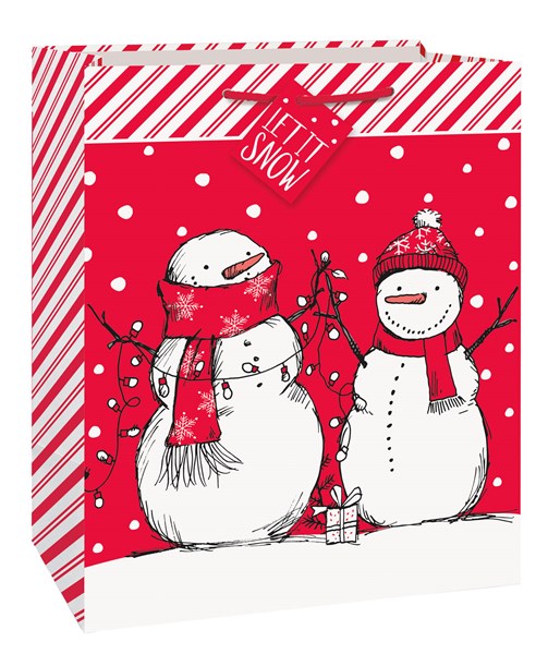 Christmas Snowman Red Large Gift Bag