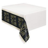 Roaring New Years Gold & Black Reusable Plastic Tablecover