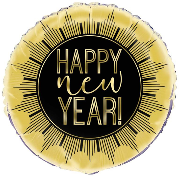 Roaring New Year Black & Gold 18" Foil Balloon