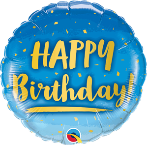 Happy Birthday Gold & Blue 18" Foil Balloon