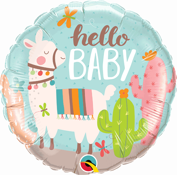 Llama Hello Baby 18" Foil Balloon