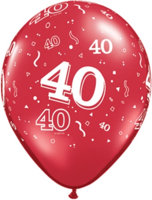 Ruby Red Age 40 Latex 11" Balloons 25pk