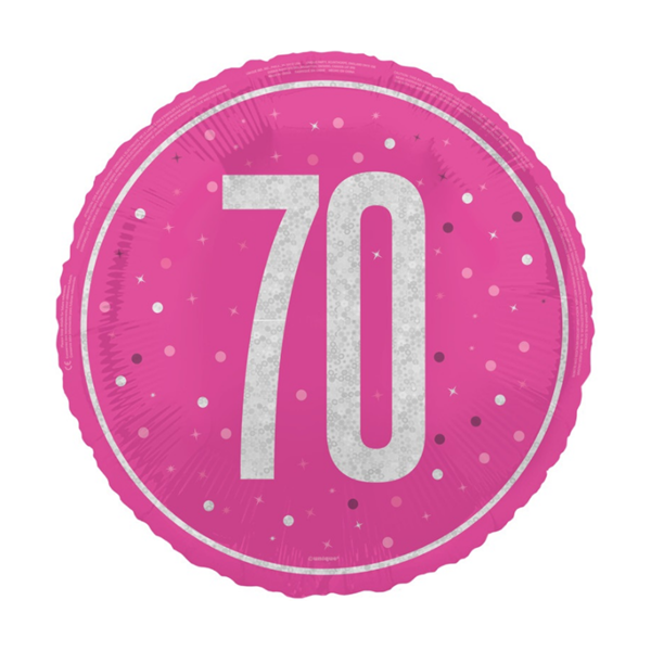 NEW Pink Glitz 70th Birthday Prismatic 18" Foil Balloon