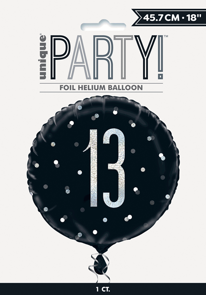 Black Glitz 13th Birthday Prismatic 18" Foil Balloon