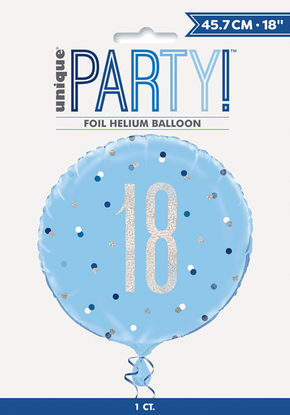 Blue Glitz 18th Birthday Prismatic Foil 18" Balloon