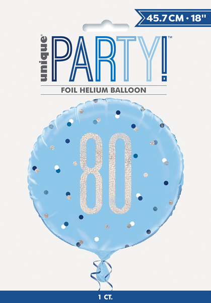 Blue Glitz 80th Birthday Prismatic Foil 18" Balloon
