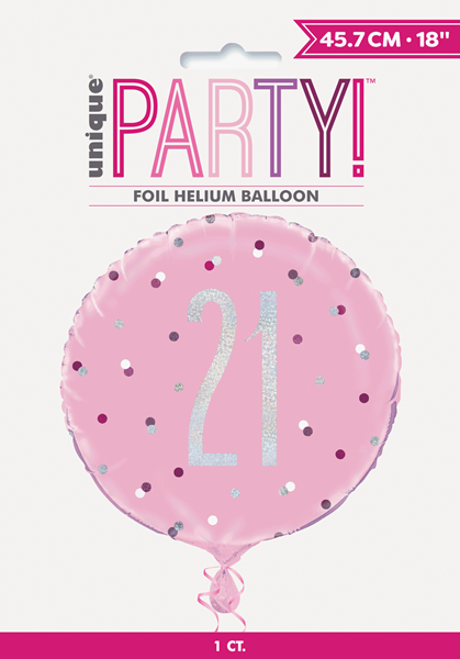 Pink Glitz 21st Birthday Prismatic 18" Foil Balloon