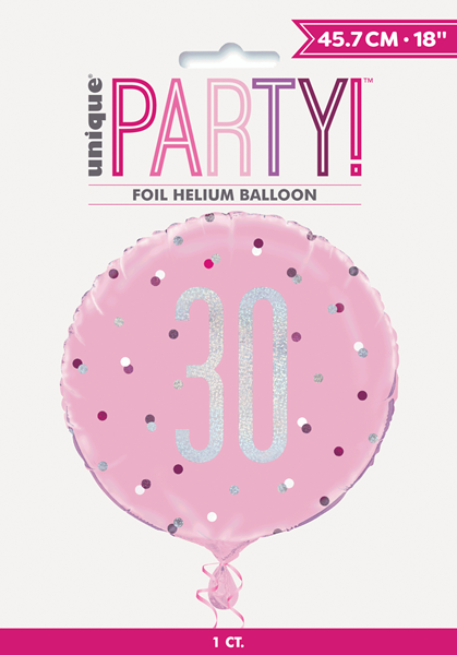 Pink Glitz 30th Birthday Prismatic 18" Foil Balloon