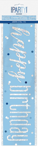Blue Glitz Happy Birthday Foil Banner 9ft