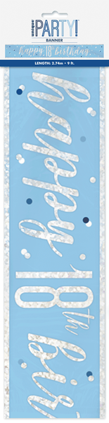 Blue Glitz 18th Birthday Foil Banner 9ft