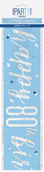 Blue Glitz 80th Birthday Foil Banner 9ft