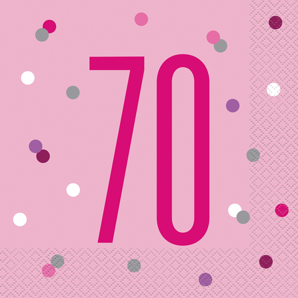 Pink Glitz 70th Birthday Napkins 16pk
