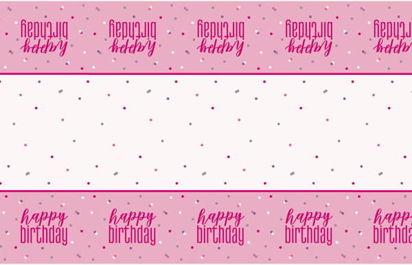 Pink Glitz Happy Birthday Reusable Plastic Tablecover