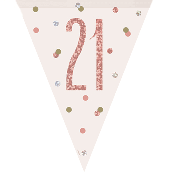 Rose Gold Glitz 21st Birthday Prismatic Plastic Flag Banner