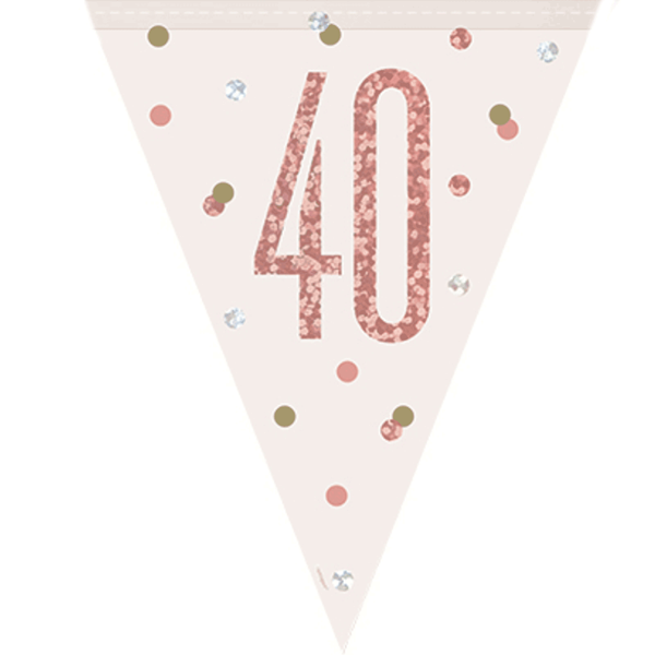 Pink & Silver Glitz Prismatic Foil Banner 9ft Age 40