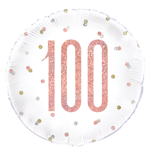 Rose Gold Glitz 100th Birthday 18" Foil Balloon