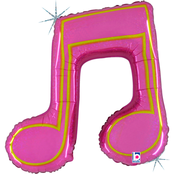 Pink Holographic Music Note 40" Foil Balloon