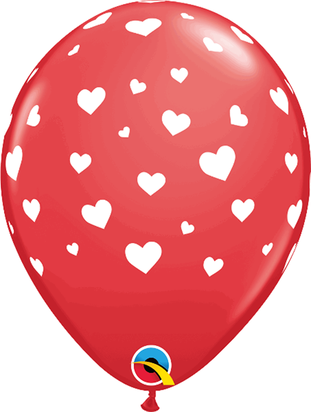 Qualatex 11" Valentine's Hearts Around Red Latex Balloons 6pk