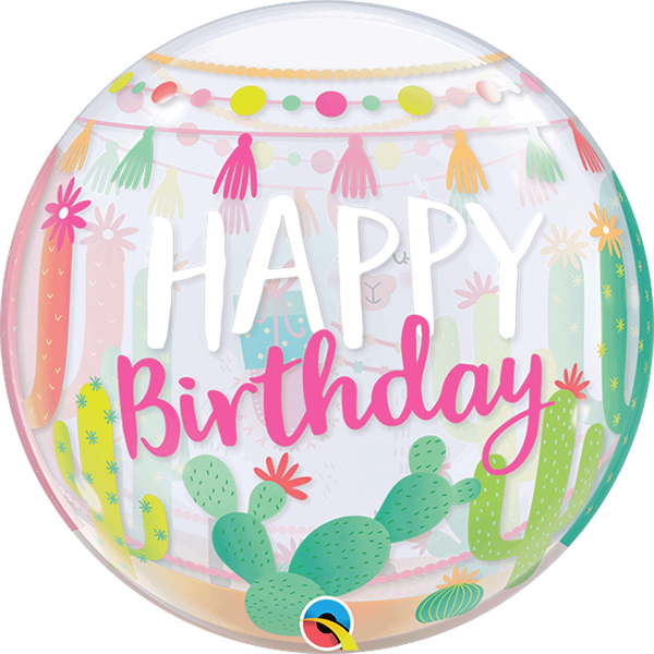 Happy Birthday Llama Party 22" Bubble Balloon