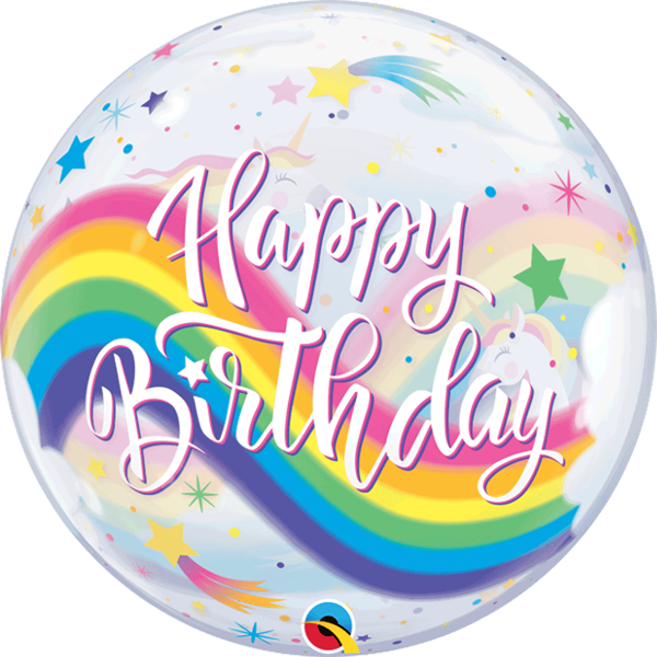 Happy Birthday Rainbow Unicorn 22" Bubble Balloon